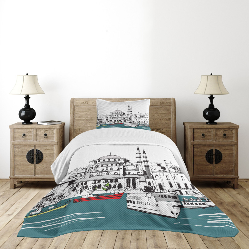 Coastal Town Harbor Bedspread Set