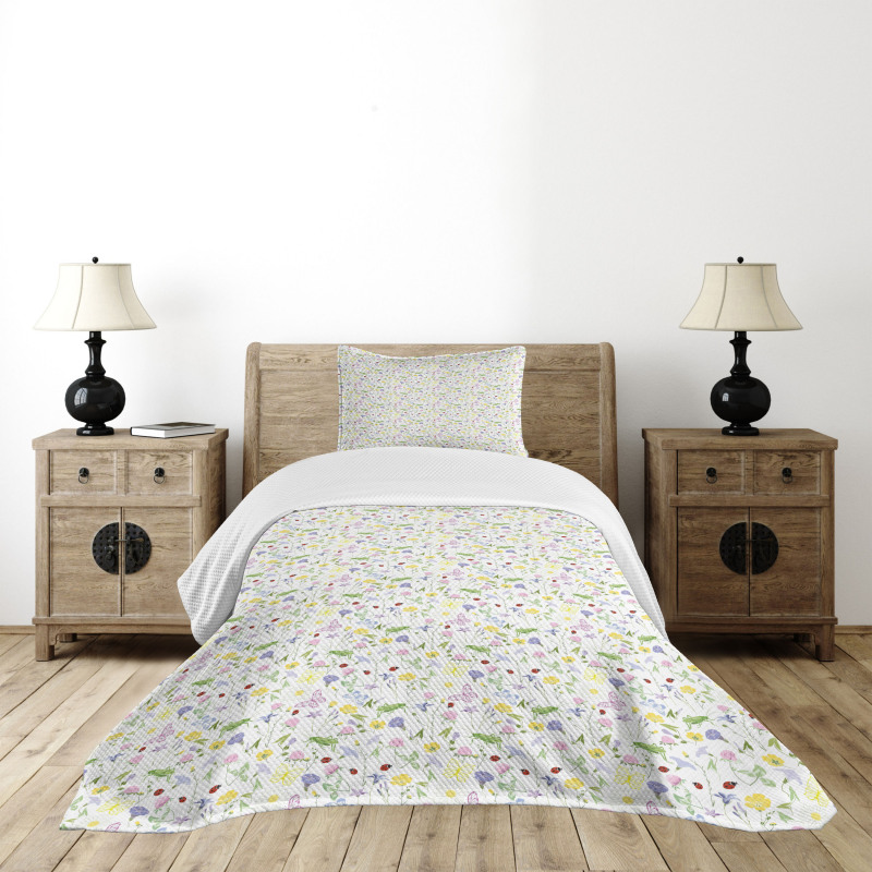 Butterfly and Flowers Bedspread Set