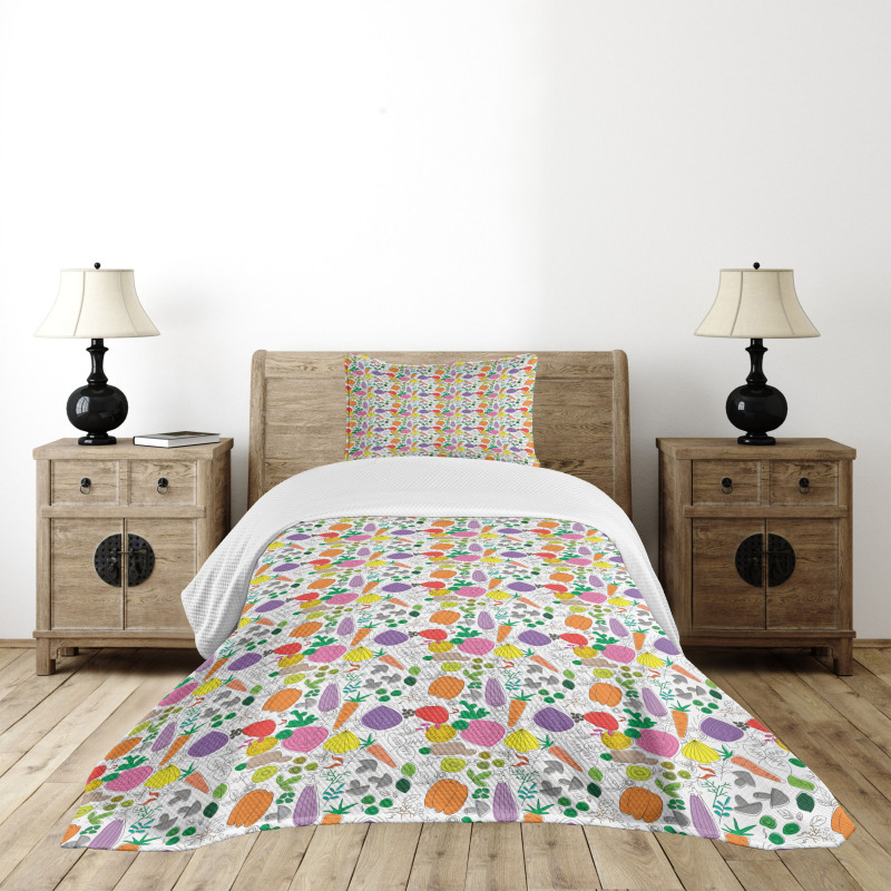 Childish Drawing Food Bedspread Set