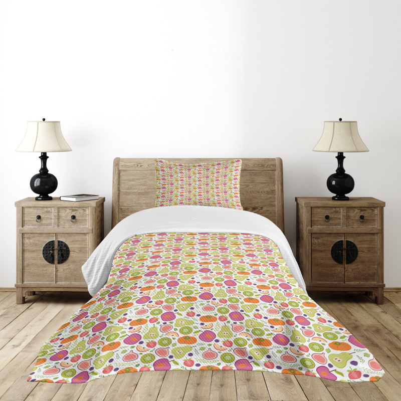 Exotic Food Pattern Bedspread Set