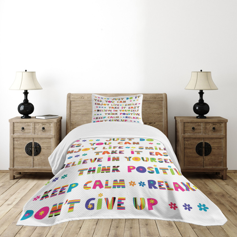 Motivational Slogans Bedspread Set