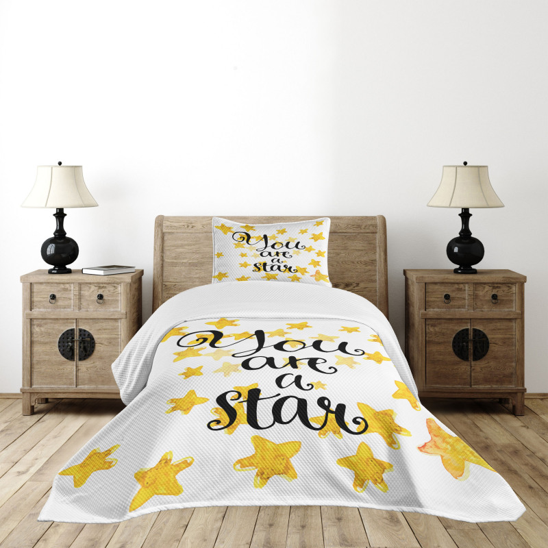 Watercolor Stars Modern Bedspread Set