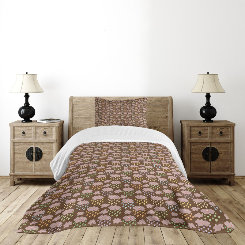 Colorful Hearty Droplets Bedspread Set