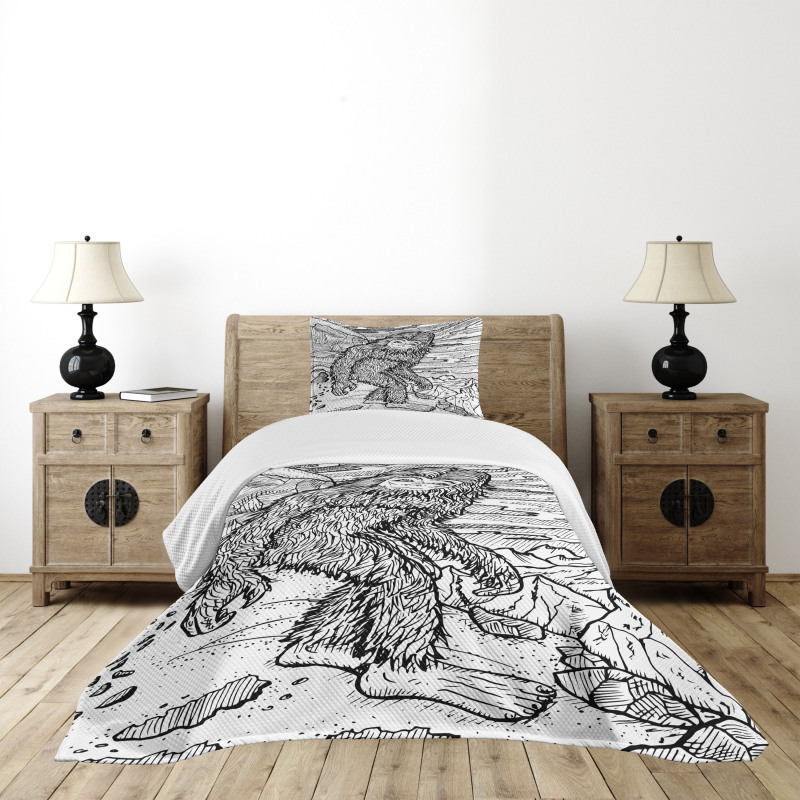 Mythical Yeti Creature Bedspread Set