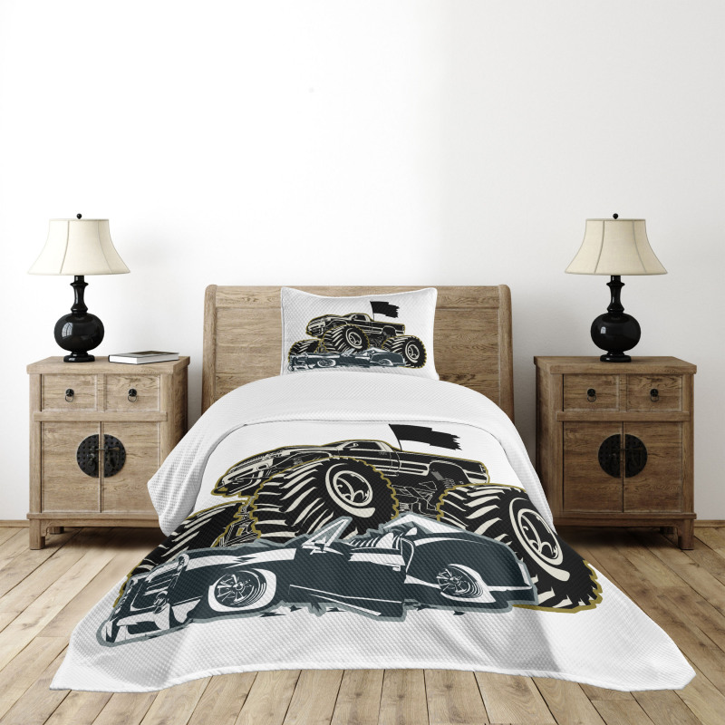 Rubber Tyre Car Bedspread Set