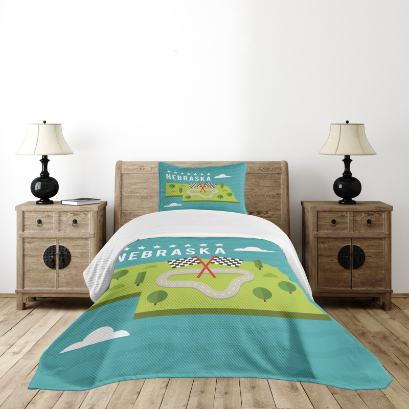 Map of Nebraska State Bedspread Set