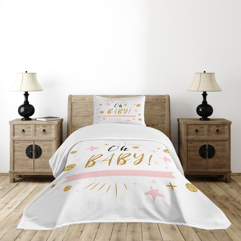 Calligraphy Stars Dots Bedspread Set