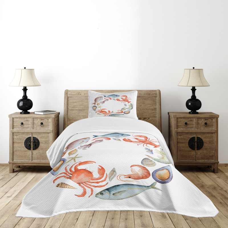 Aquarelle Tasty Seafood Bedspread Set