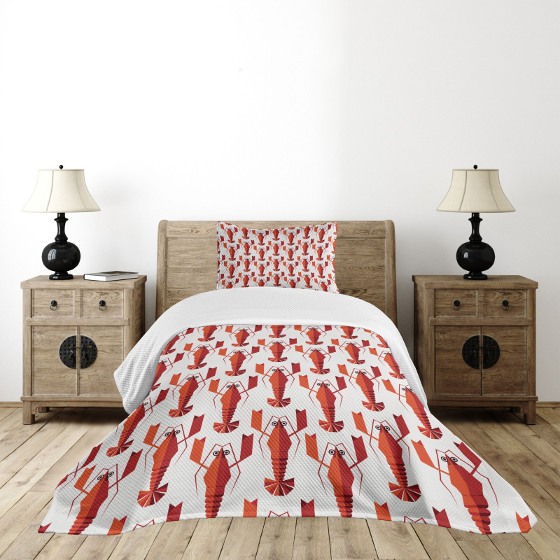 Geometric Lobsters Graphic Bedspread Set