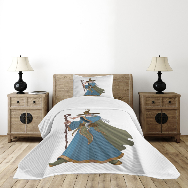 Strong Medieval Sorcerer Bedspread Set