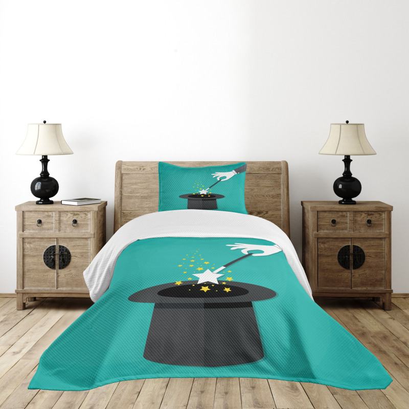 Magician Spell Black Hat Bedspread Set