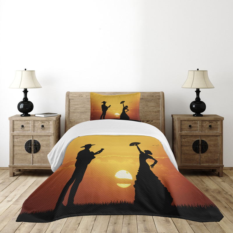 Flamenco Dancer Guitar Bedspread Set