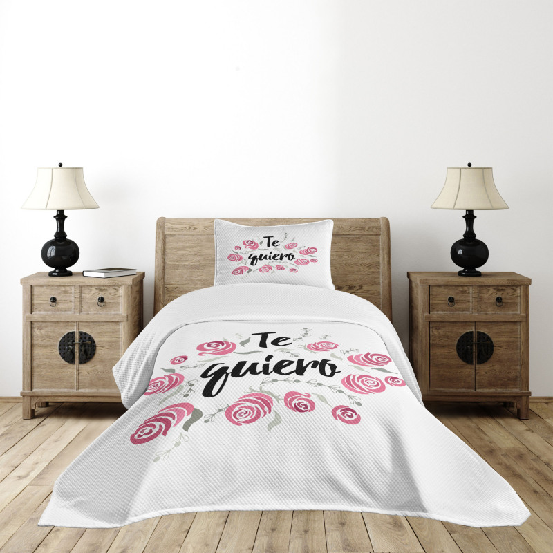 Te Quiero Rose Flower Bedspread Set