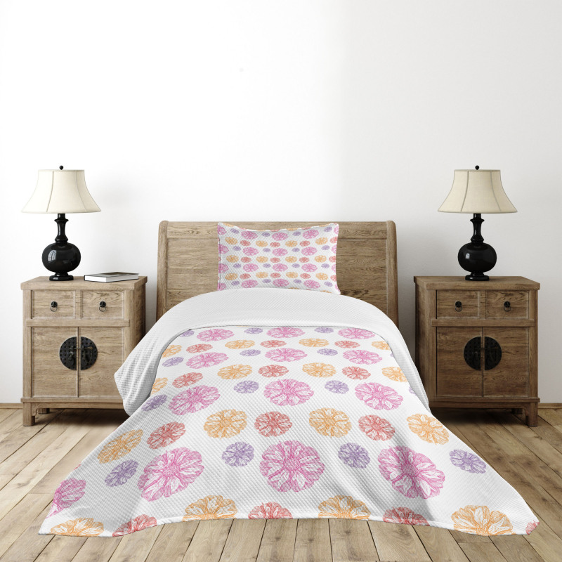 Colorful Garden Flowers Bedspread Set