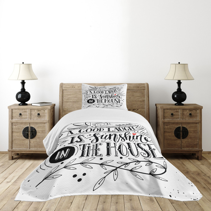 Vintage Calligraphy Laugh Bedspread Set