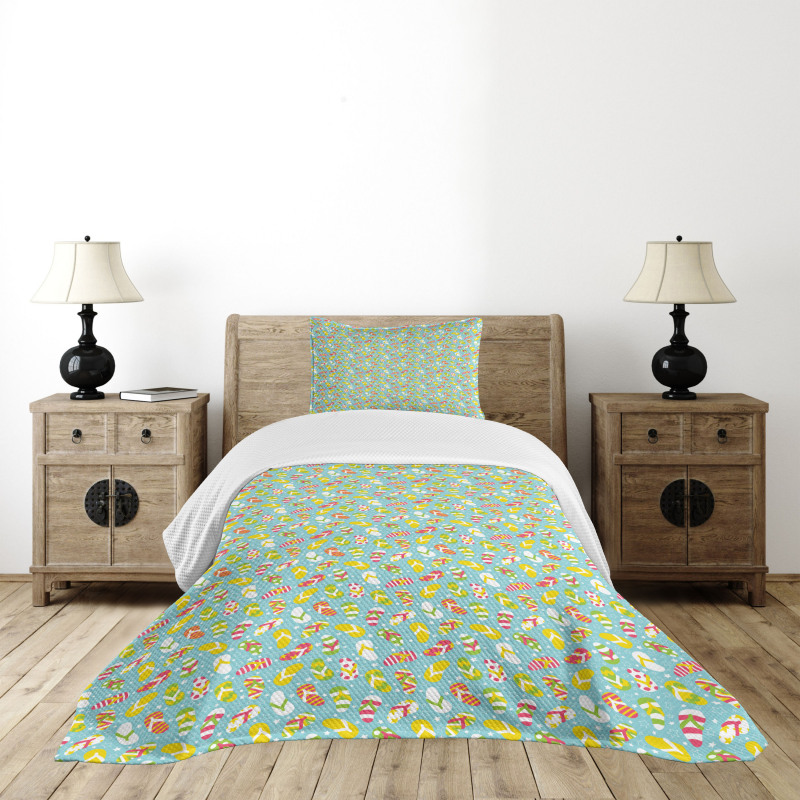 Colorful Flip Flops Bedspread Set