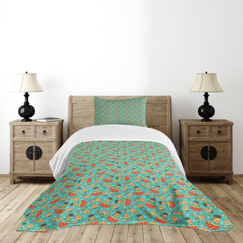 Fox and Hen Bicycle Bedspread Set