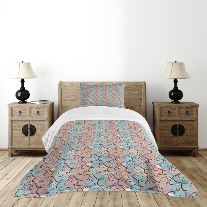 Soft Colored Tangled Lines Bedspread Set