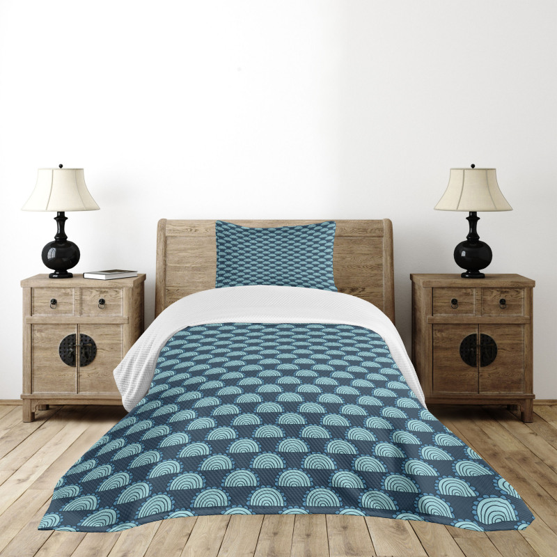 Half Circular Shapes Arches Bedspread Set