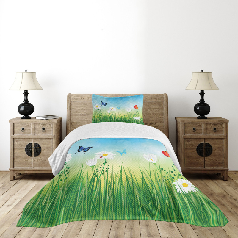Meadow Daisies Grass Bedspread Set