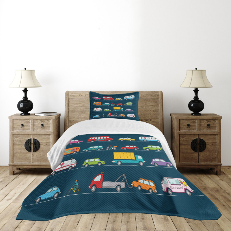 Trucks Van Bikes Bedspread Set