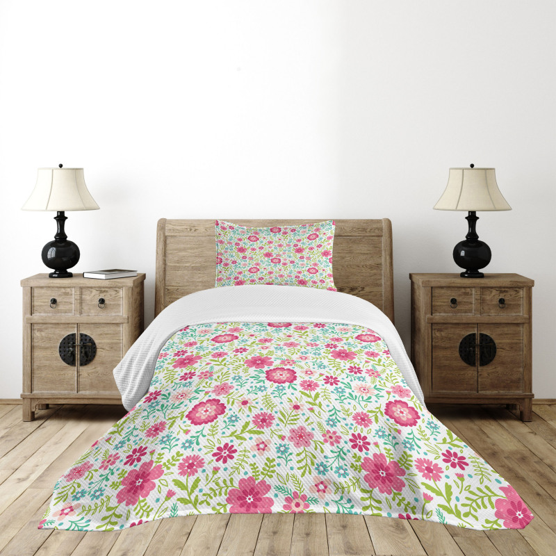 Blossoming Field Fern Leaves Bedspread Set