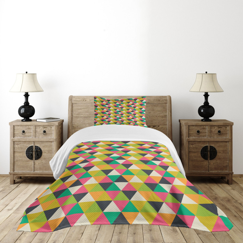 Retro Hipster Mosaic Tile Bedspread Set