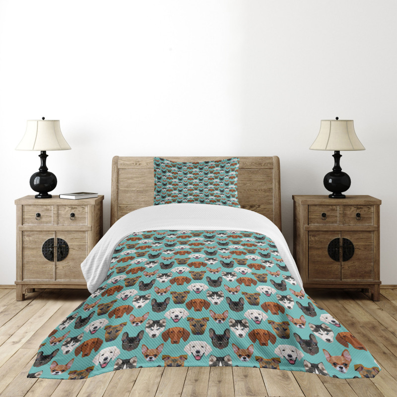 Polygonal Art Different Breeds Bedspread Set