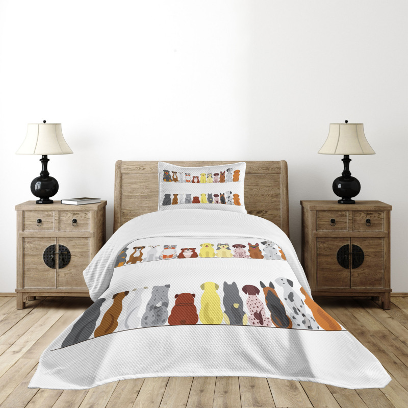 Simplistic Dog Animal Bedspread Set