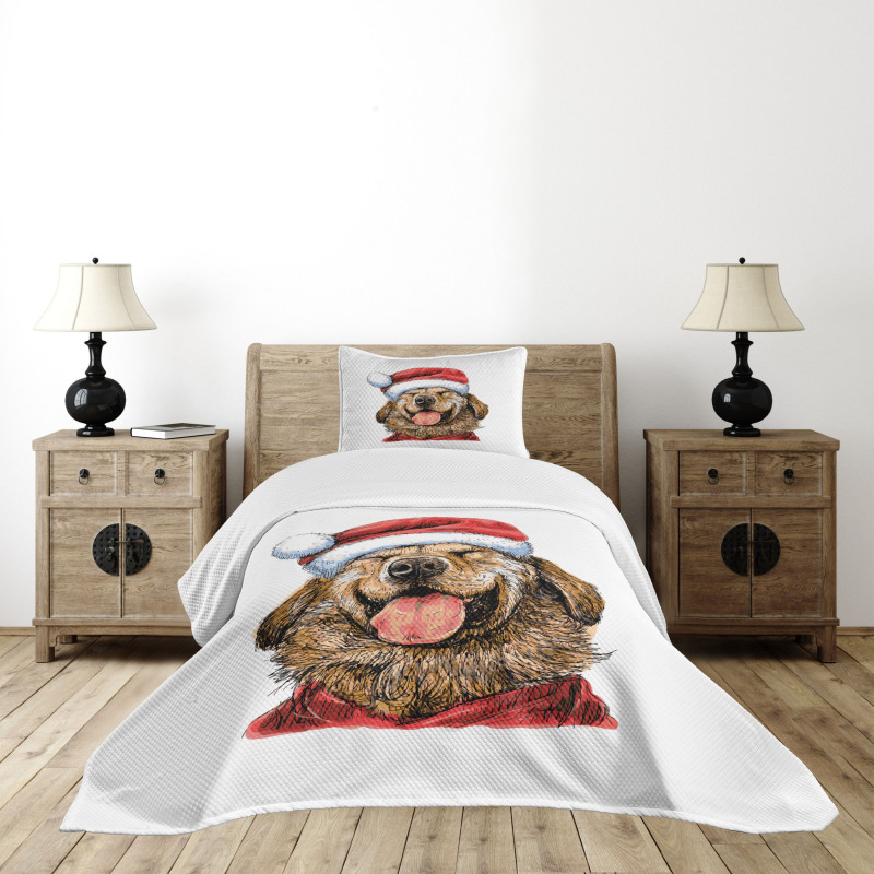 Funny Terrier Smiling Xmas Bedspread Set