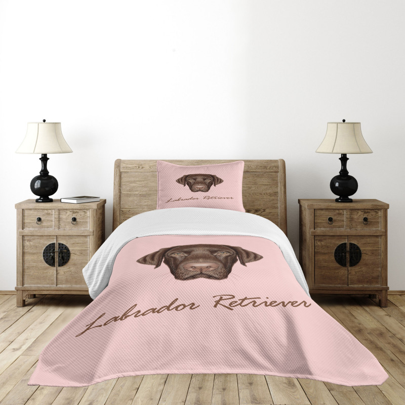 Modern Retriever Portrait Bedspread Set