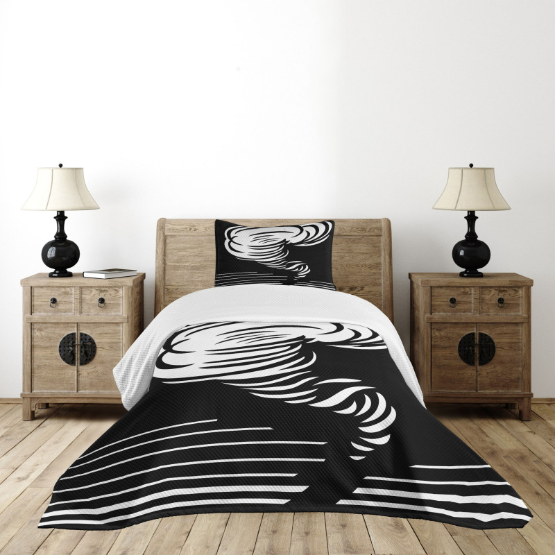 Monochrome Twister Design Bedspread Set