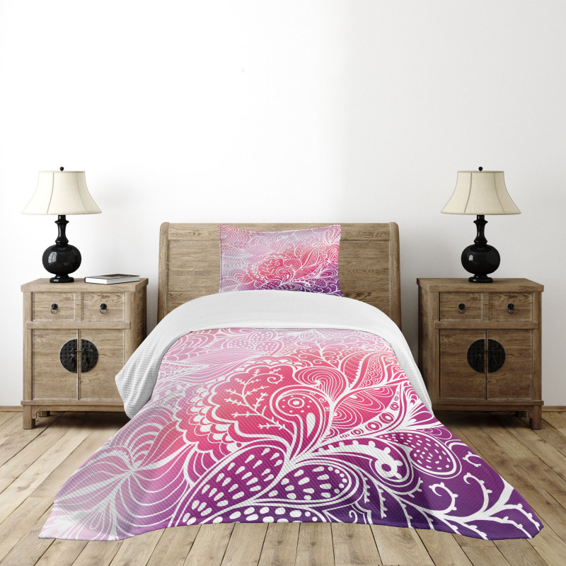 Boho Intricate Floral Design Bedspread Set