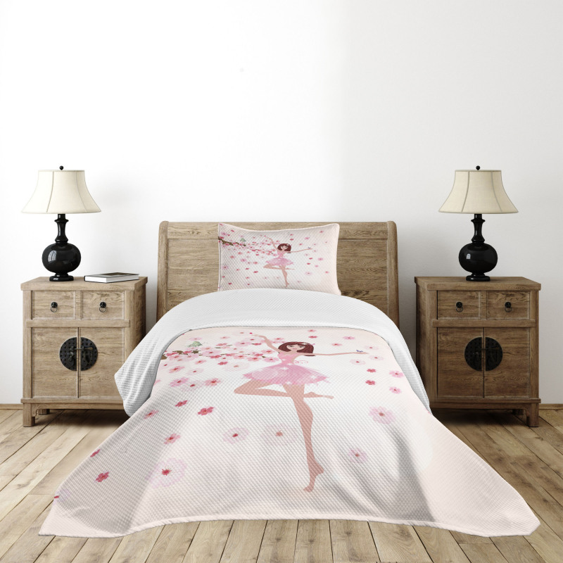 Ballerina Girl Sakura Tree Bedspread Set