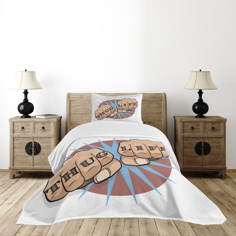 Punching Fists Comic Book Bedspread Set
