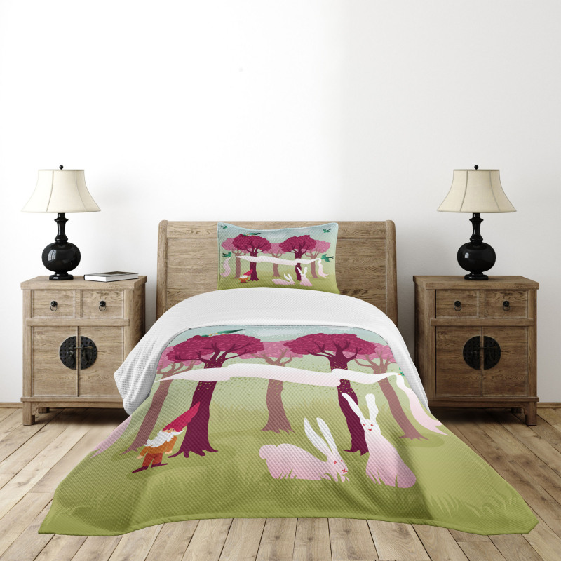 Forest with Pink Trees Bedspread Set