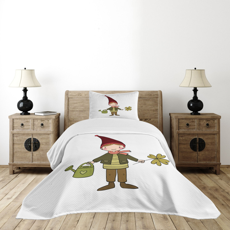 Little Elf Boy with Clover Bedspread Set