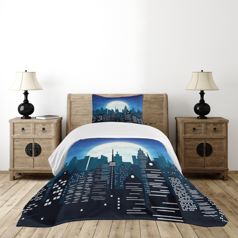 Modern Capital Moon Night Bedspread Set