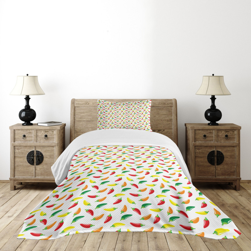 Chili Pepper Pattern Vegan Bedspread Set