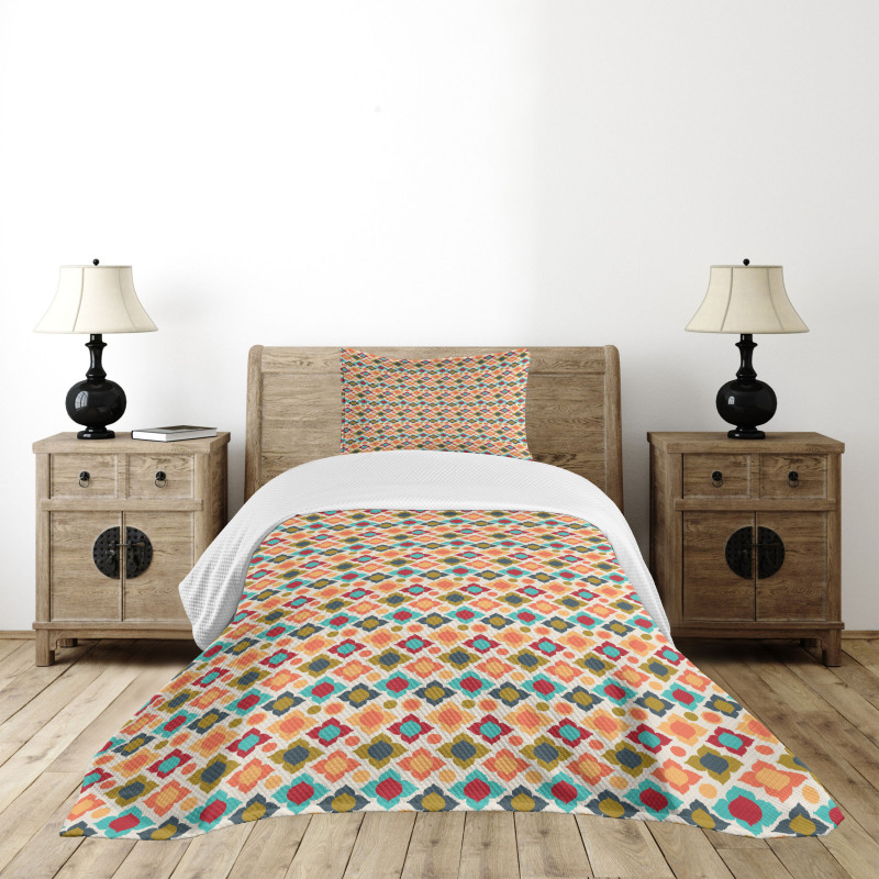 Colorful Floral Motifs Boho Bedspread Set