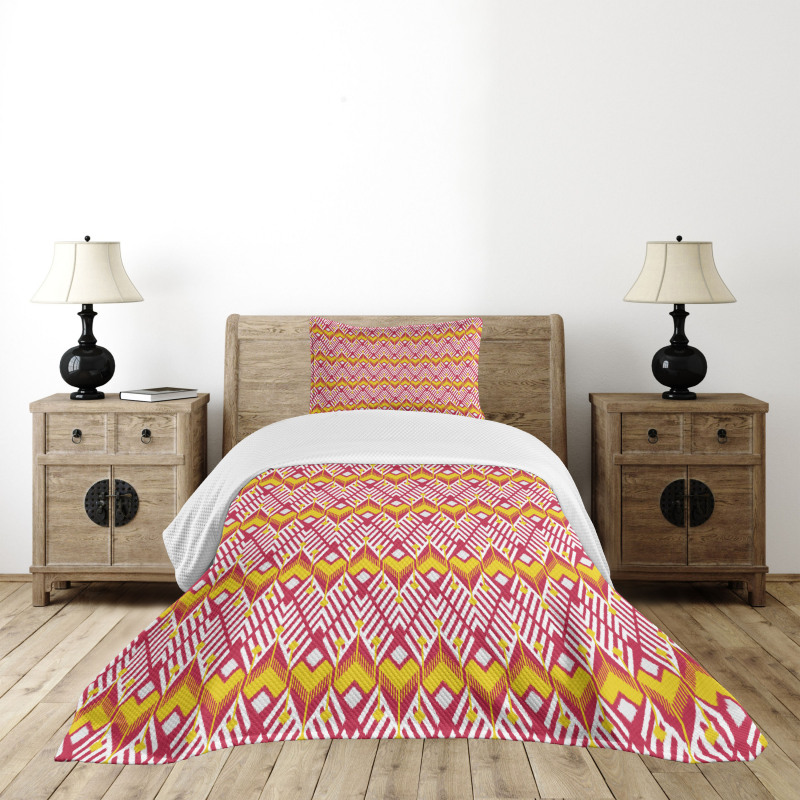 Tribal Native Geometric Motifs Bedspread Set