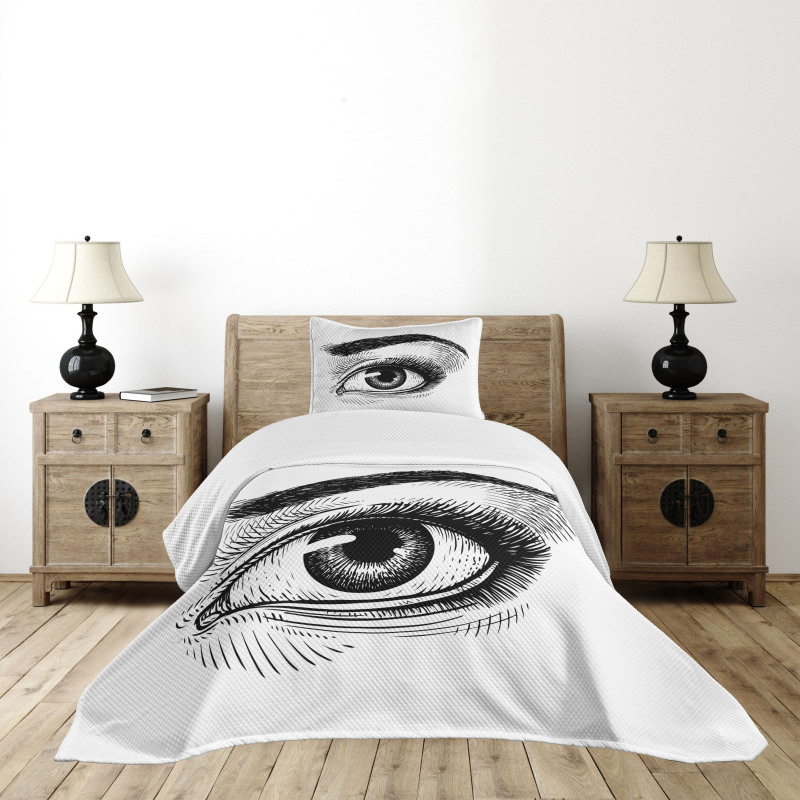 Female Eye Makeup Bedspread Set