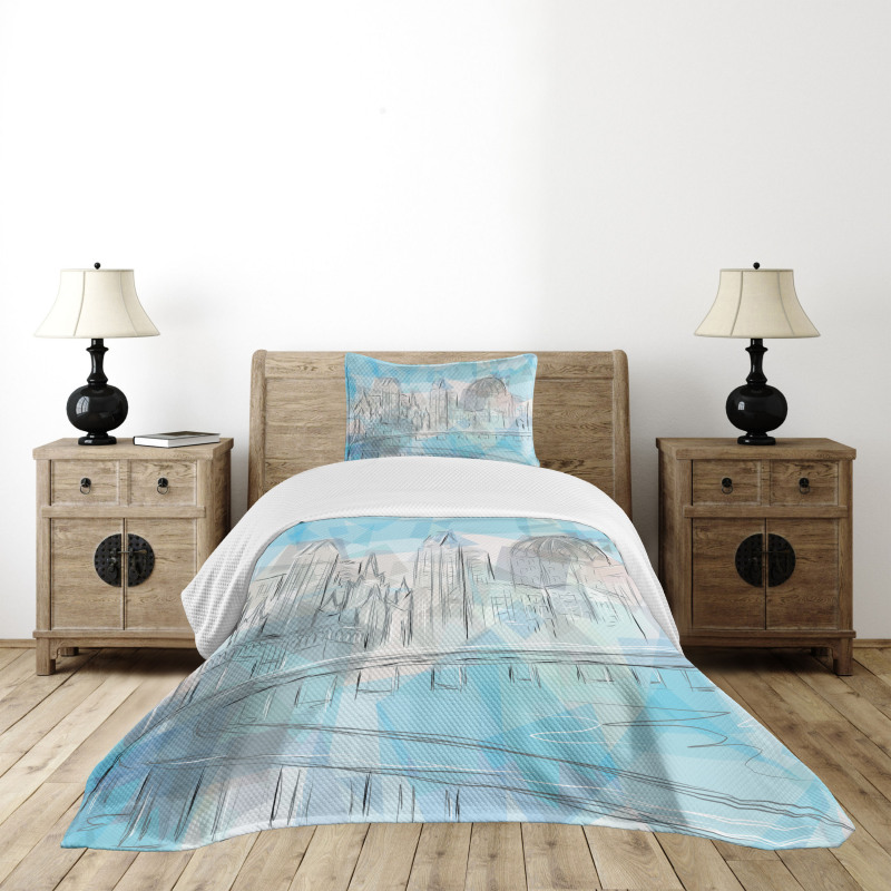 Abstract City Silhouette Bedspread Set