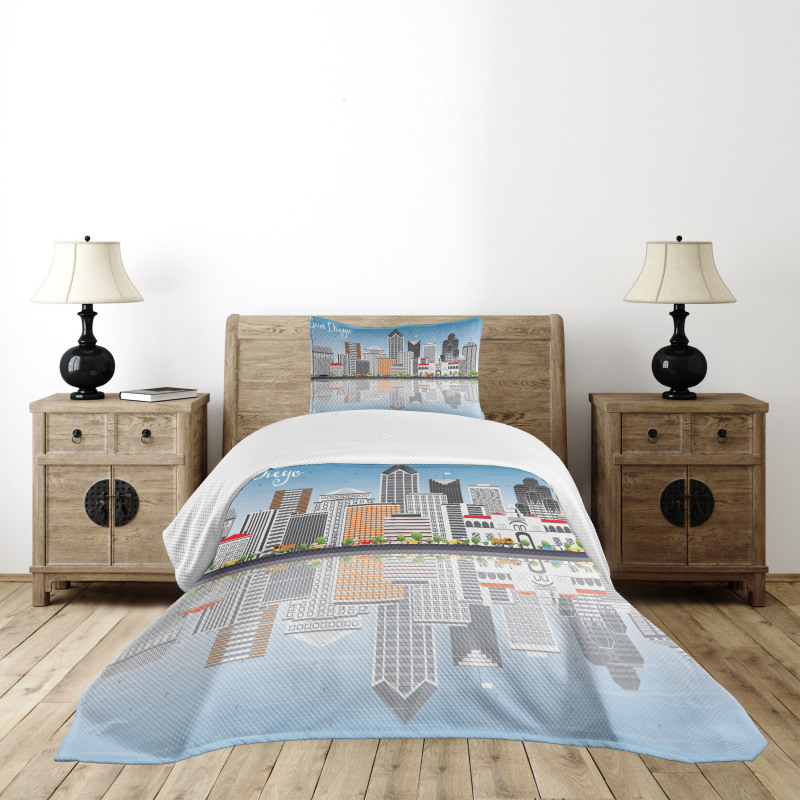 City Skyline Reflections Bedspread Set