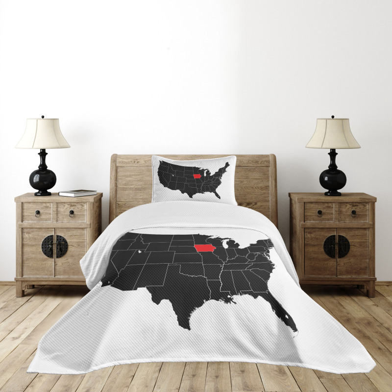 North America Map Design Bedspread Set