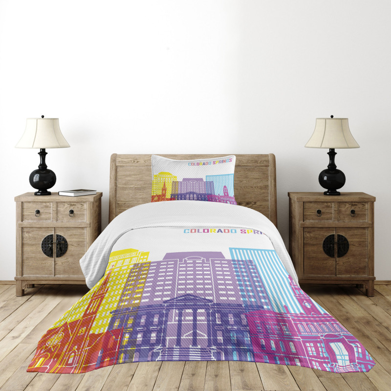 Colorful Urban City Sky Bedspread Set