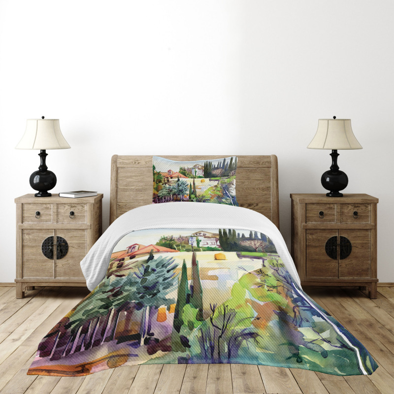 Tuscany Village Scenery Bedspread Set