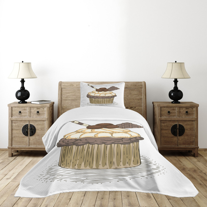 Hand Drawn Chocolate Cake Bedspread Set