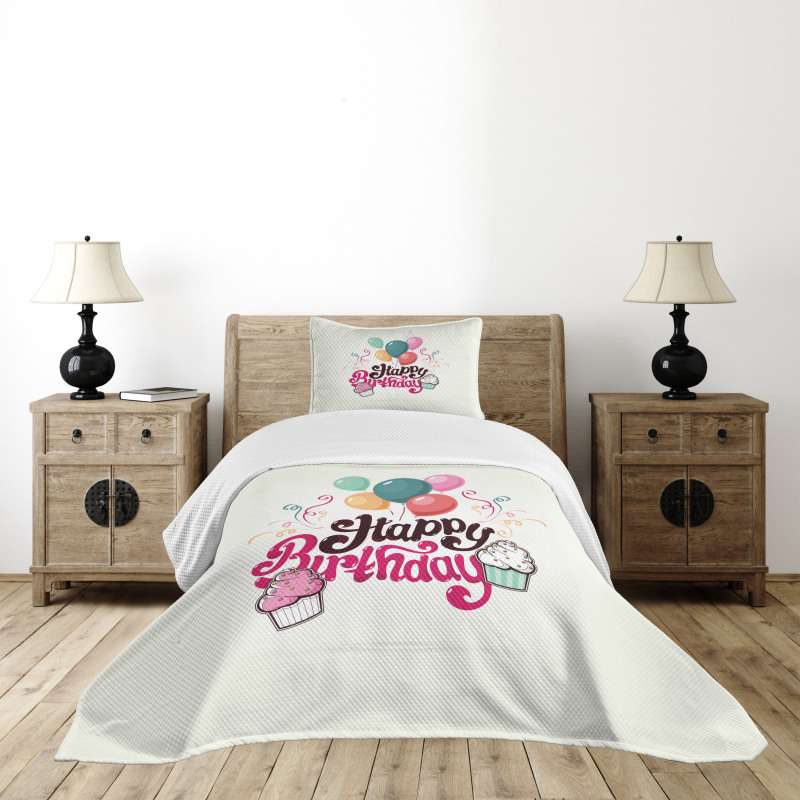 Happy Birthday Party Theme Bedspread Set