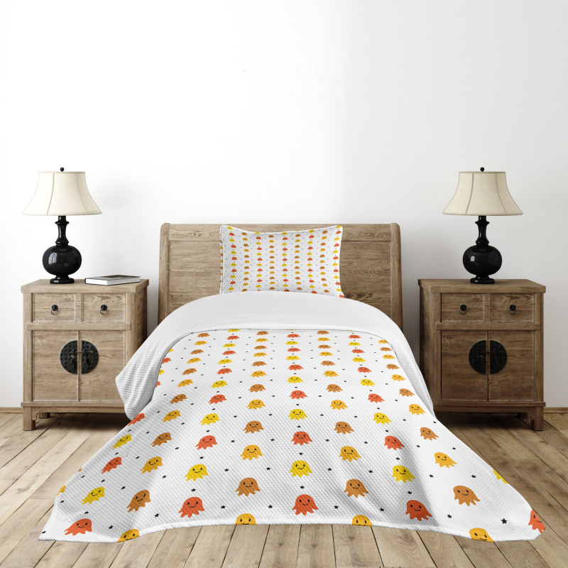 Black Stars Childish Design Bedspread Set